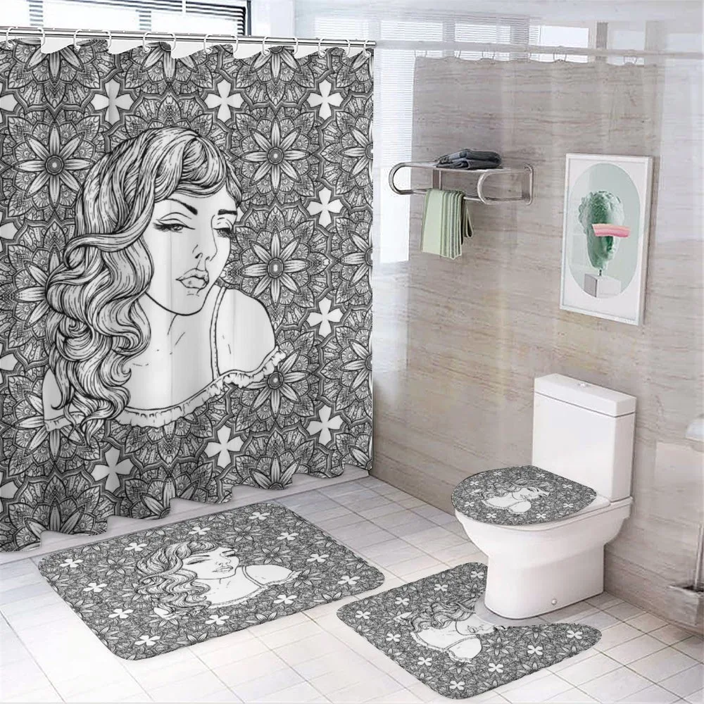 Young Lady with Wavy Hair — 4-Piece Bathroom Set preview