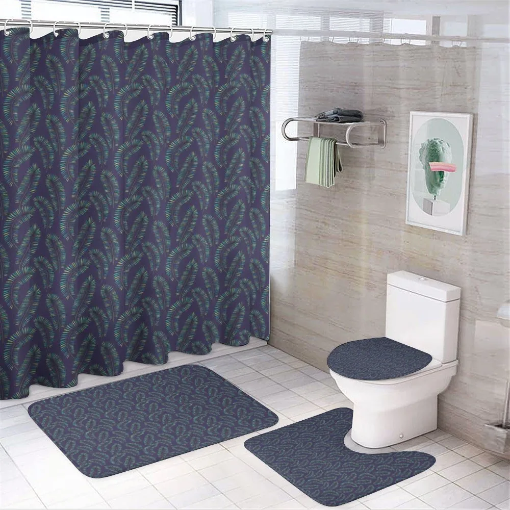 Botanical Eco Leaf Pattern — 4-Piece Bathroom Set preview