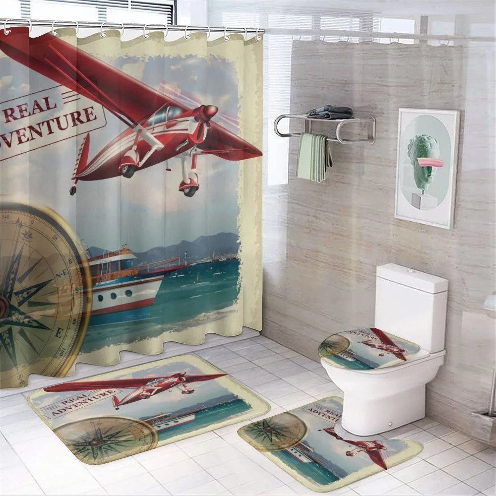 Coastline Red Plane — 4-Piece Bathroom Set preview