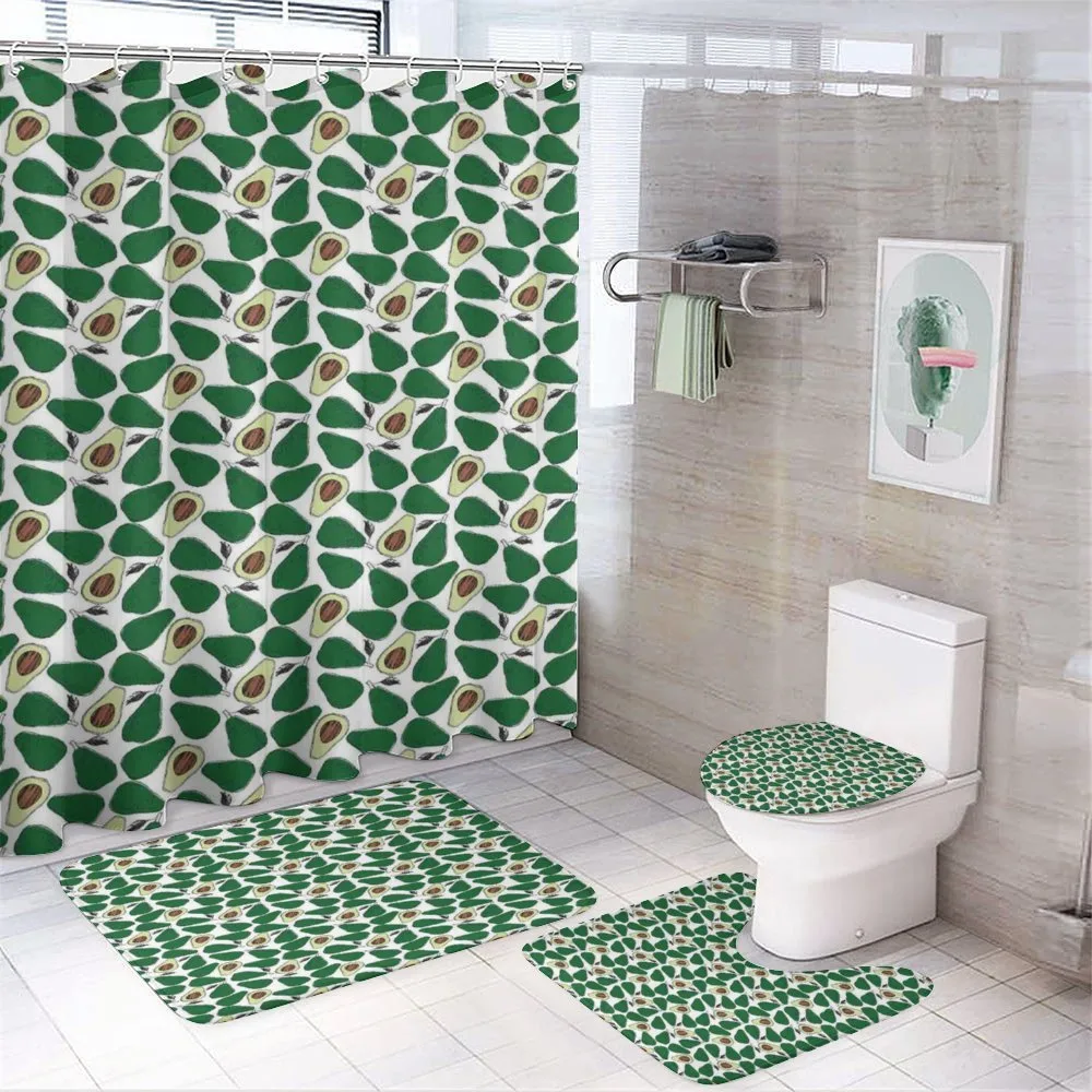 Doodle Avocado Slices — 4-Piece Bathroom Set preview