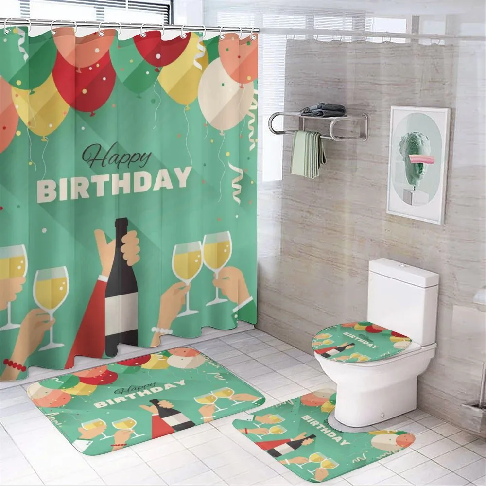Happy Birthday Greeting — 4-Piece Bathroom Set preview
