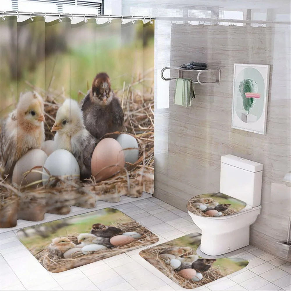 Little Chickens in Hay Eggs 4-Piece Bathroom Set product video