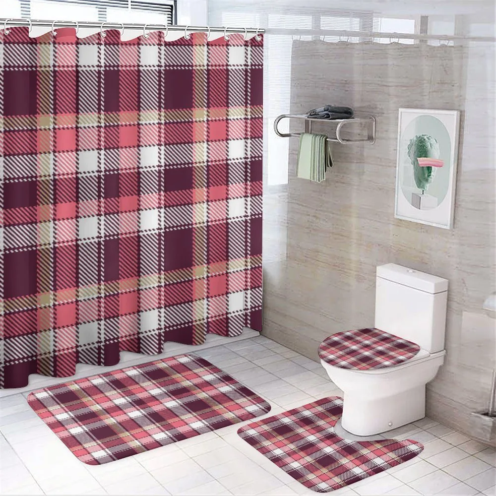 Retro Plaid Squares — 4-Piece Bathroom Set preview