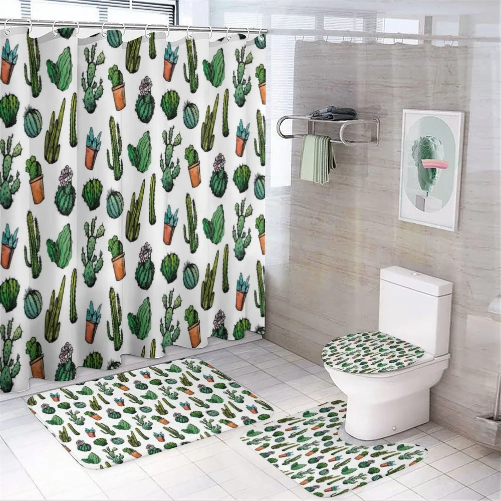 Spiked Cacti Pots Art — 4-Piece Bathroom Set preview