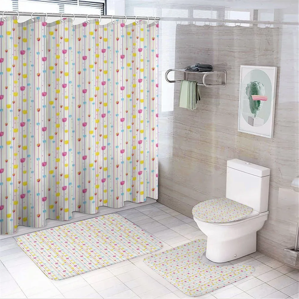 Stripes Tulips — 4-Piece Bathroom Set preview