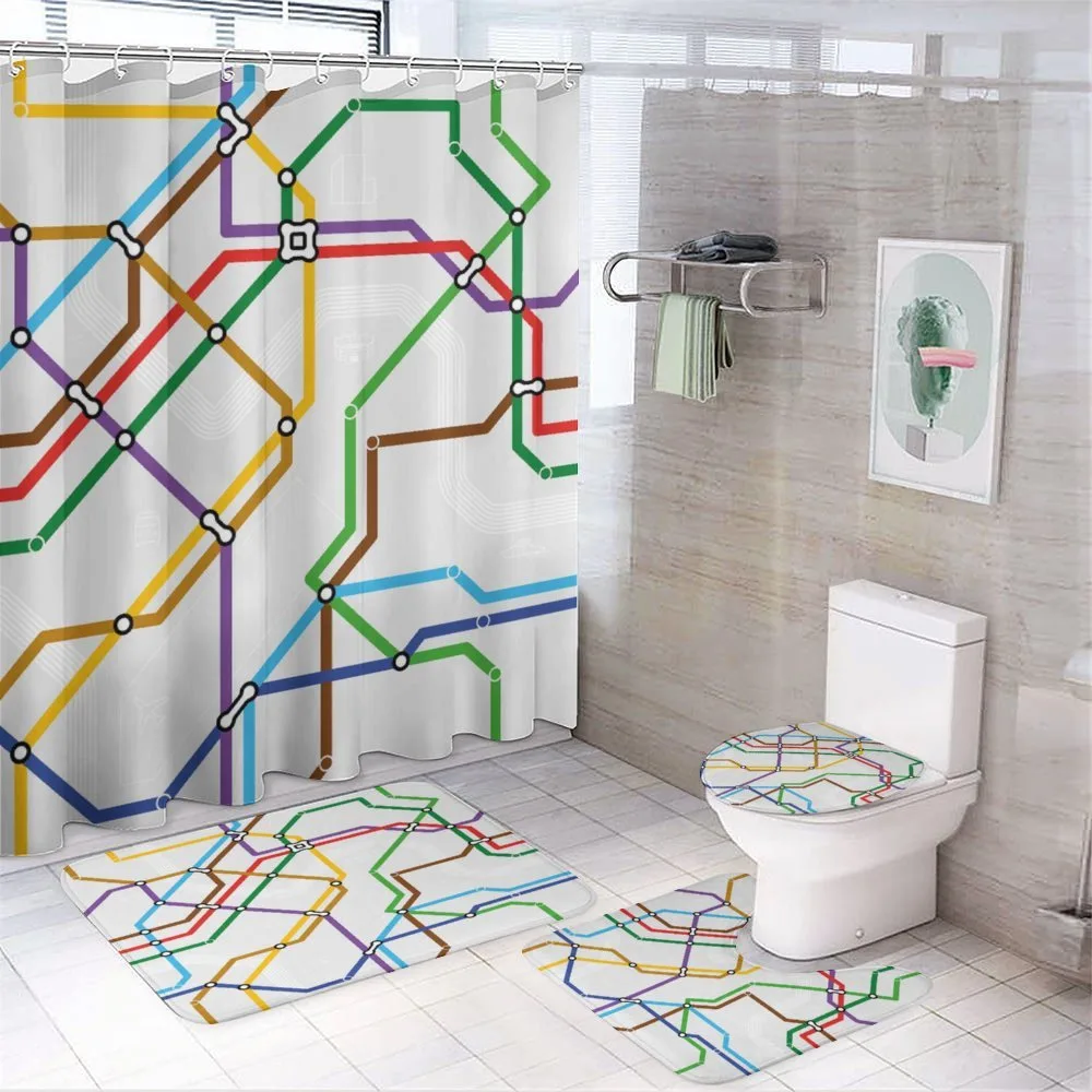 Vibrant Striped Metro Route 4-Piece Bathroom Set product video