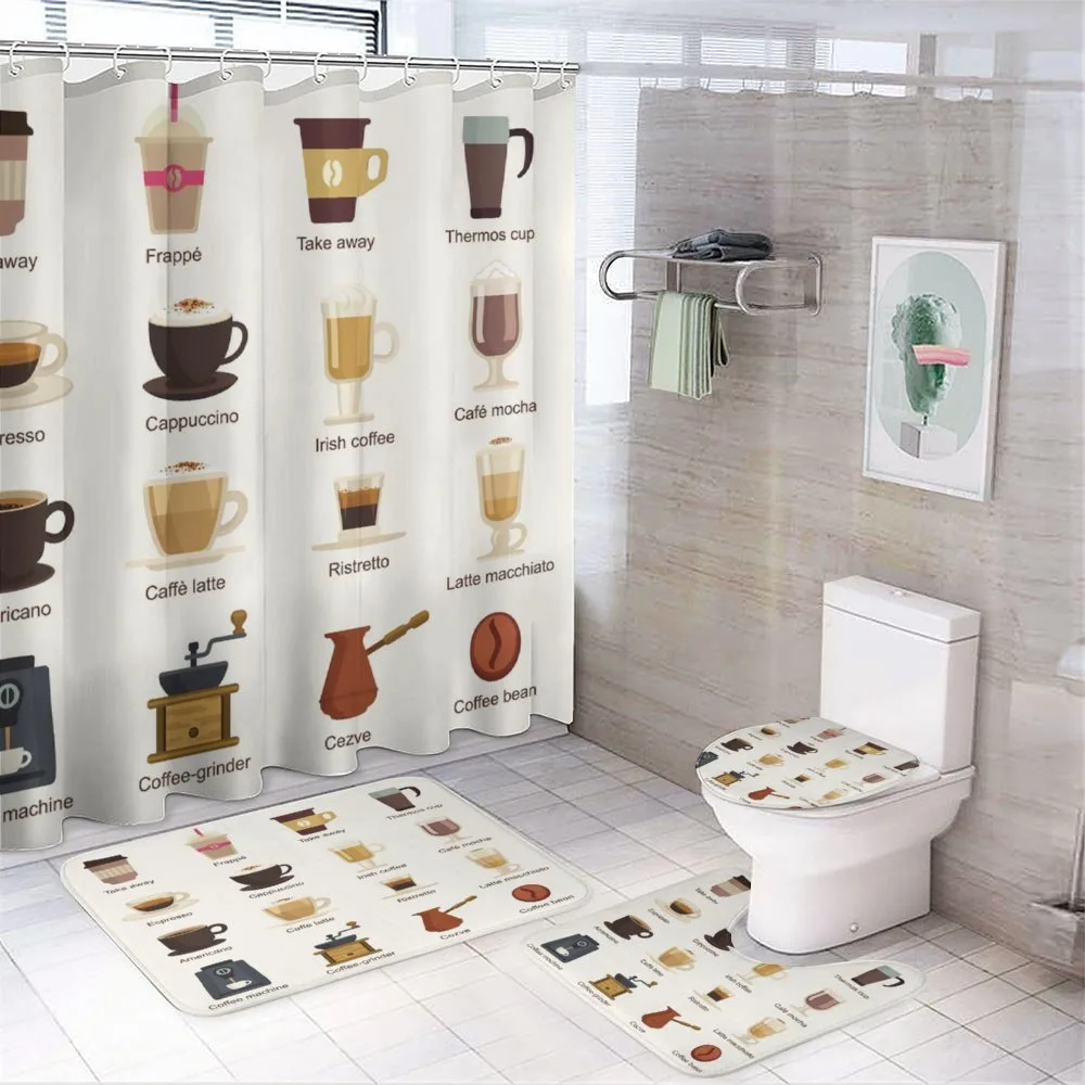 Coffee Types Mocha Latte — 4-Piece Bathroom Set preview