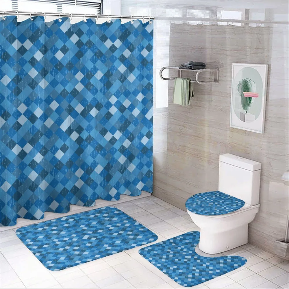 Diagonal Checked Pattern — 4-Piece Bathroom Set preview