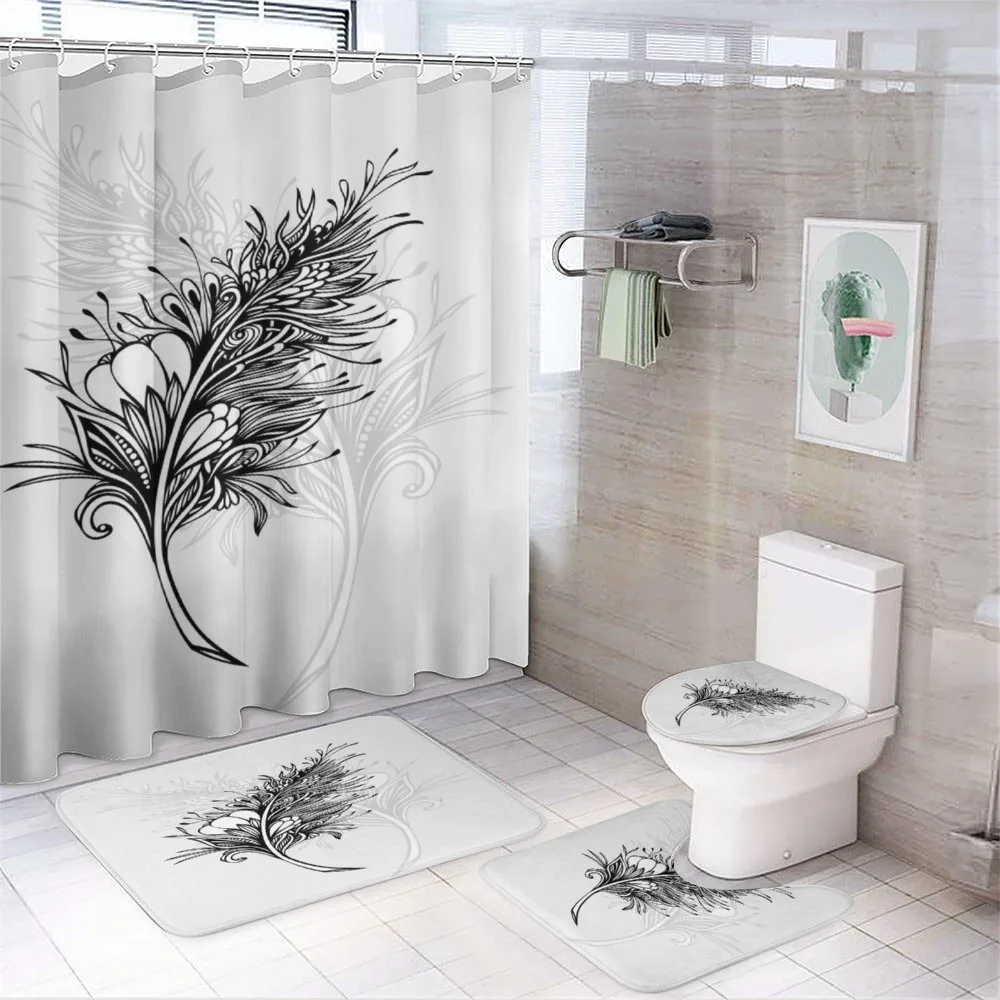 Doodle Style Plumage Boho — 4-Piece Bathroom Set preview