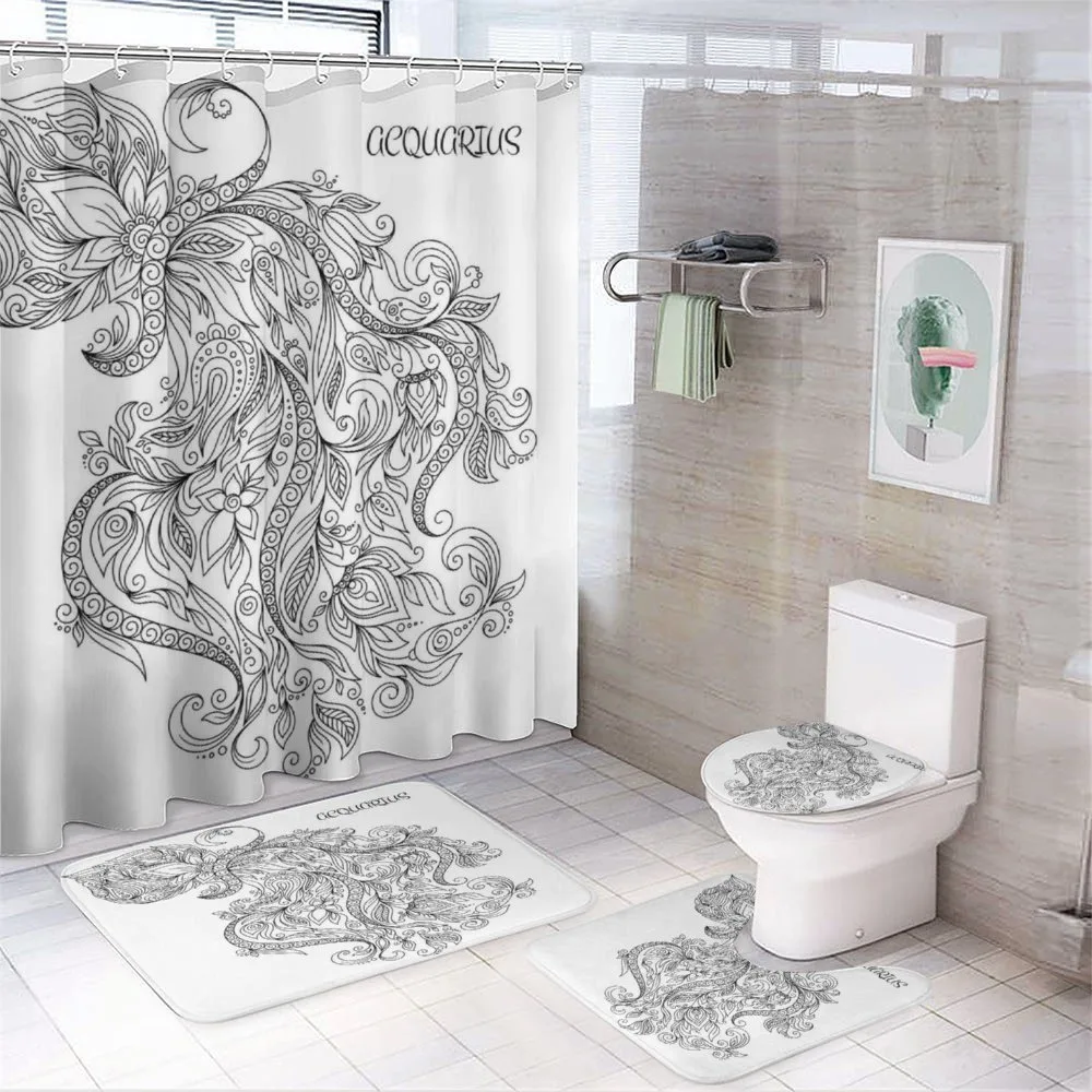 Floral Astrology Aquarius — 4-Piece Bathroom Set preview