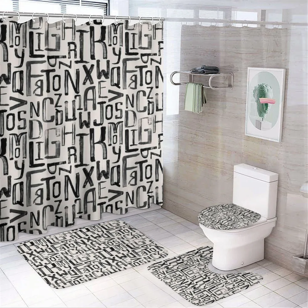 Grunge Letters Pattern — 4-Piece Bathroom Set preview