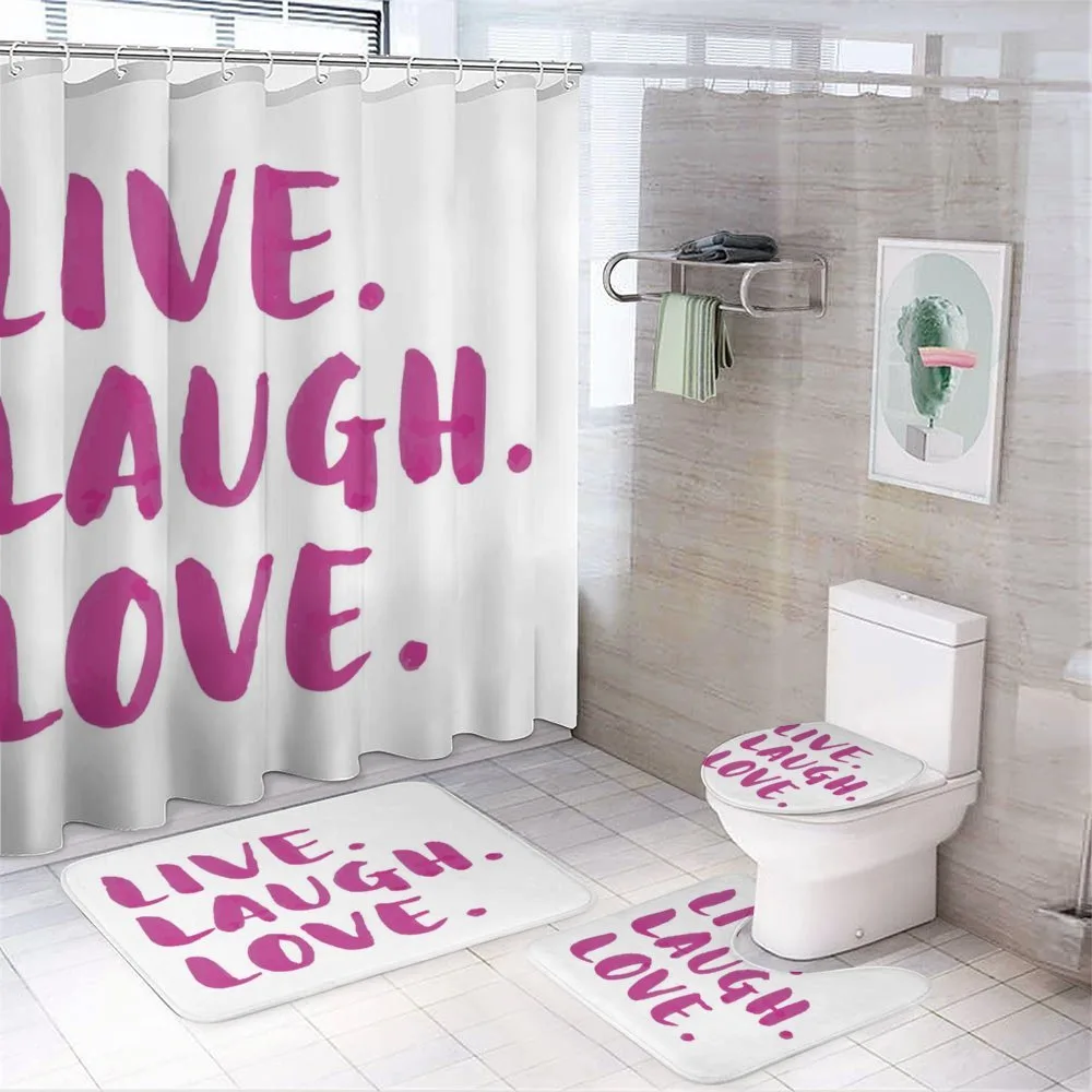 Happy Life Message — 4-Piece Bathroom Set preview