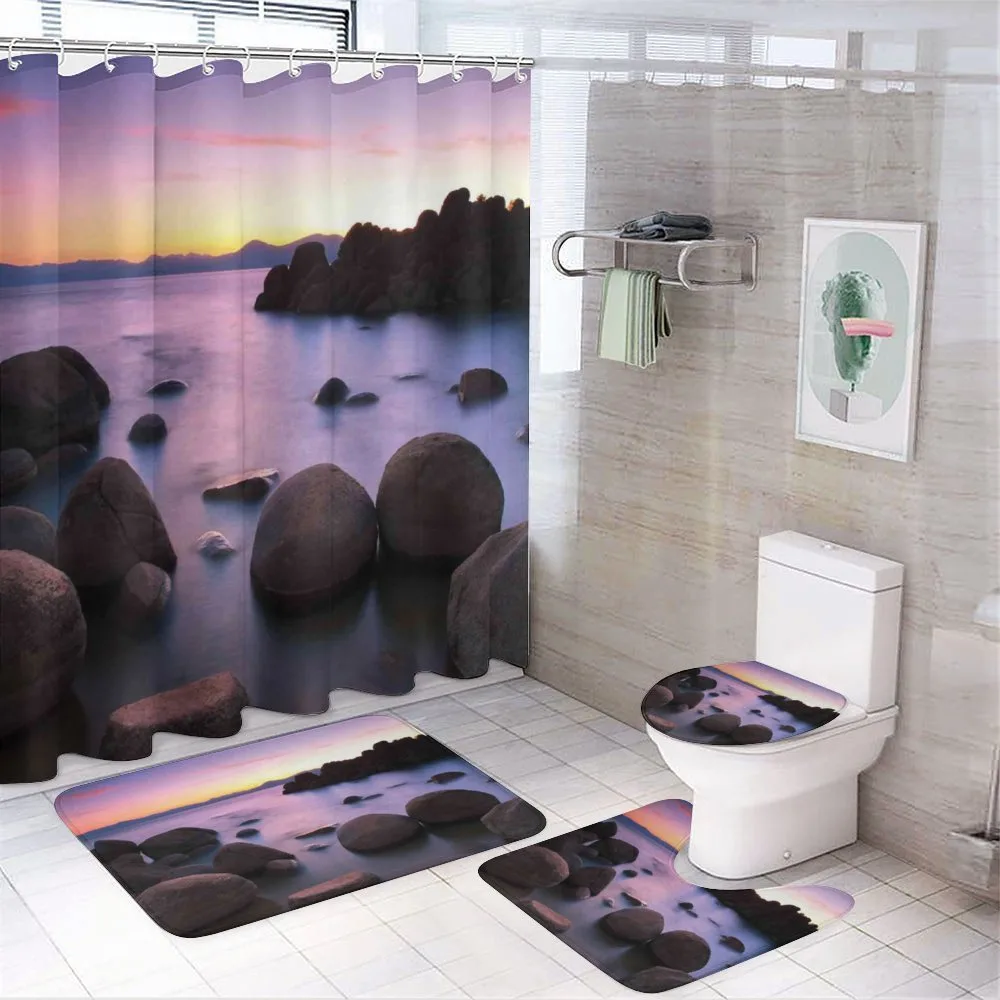 Misty Scene Rocks Water — 4-Piece Bathroom Set preview