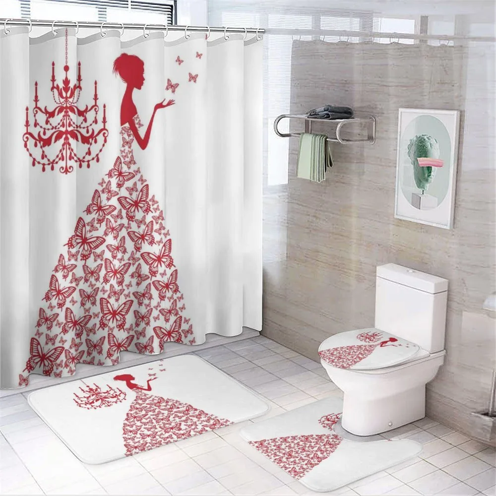 Monochrome Butterfly Princess — 4-Piece Bathroom Set preview