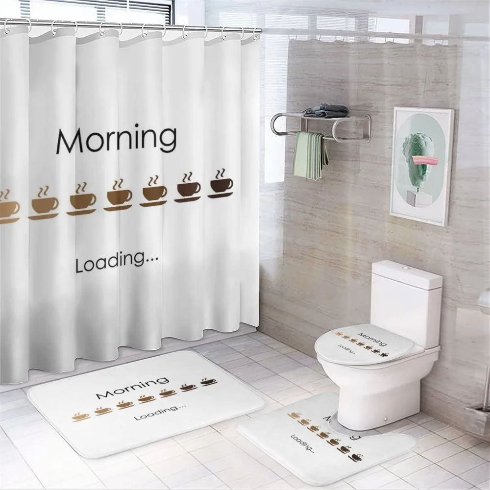 Morning Loading Coffee Cups — 4-Piece Bathroom Set preview