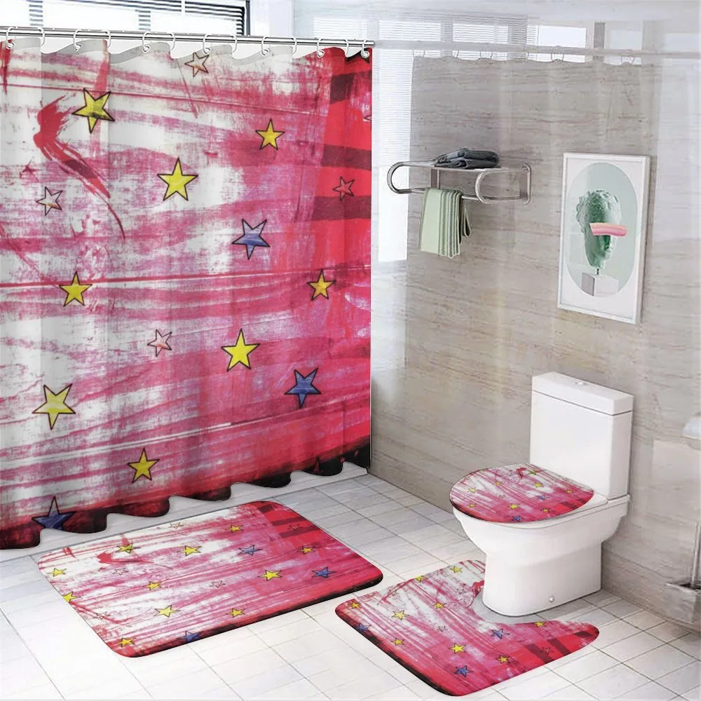 Red Grunge Celestial 4-Piece Bathroom Set product video