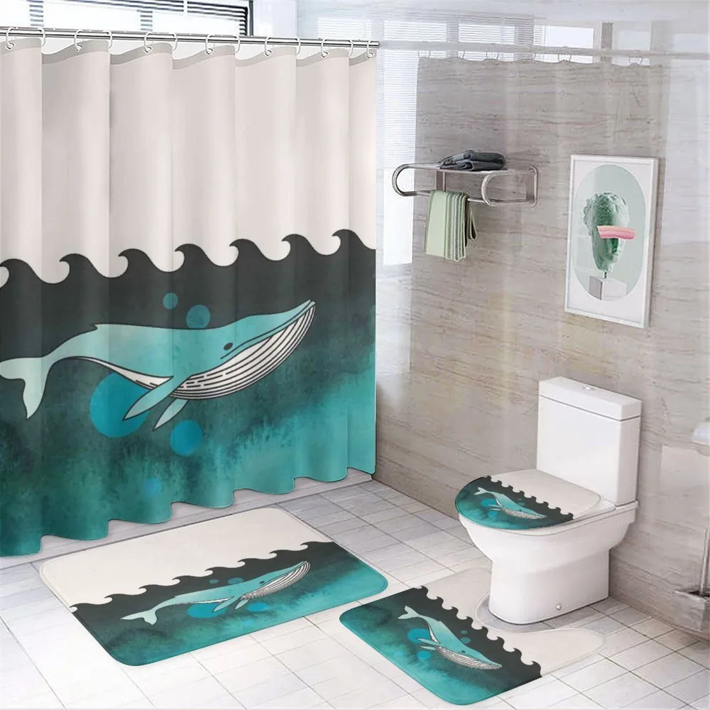 Whale near Palm Island — 4-Piece Bathroom Set preview