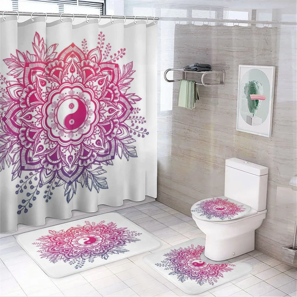 Floral Yin Yang Sign — 4-Piece Bathroom Set preview