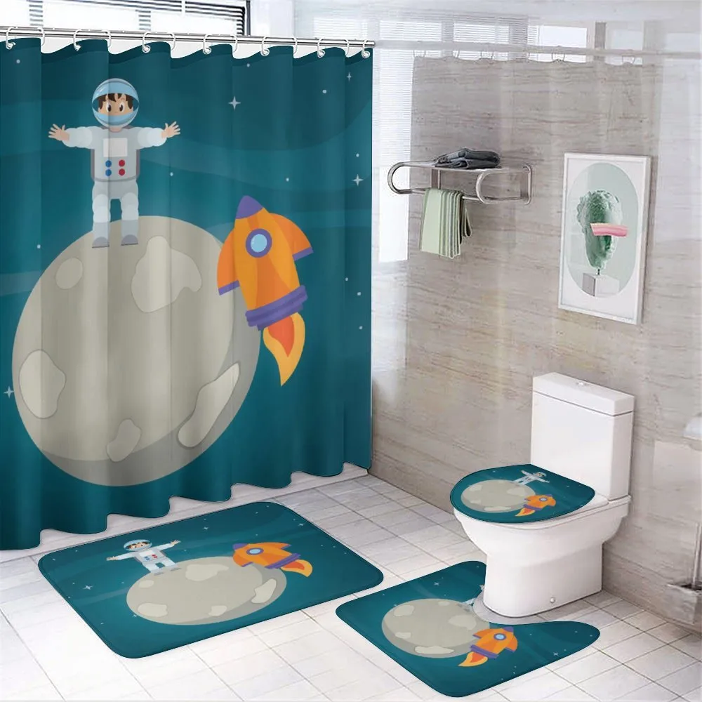 Happy Astronaut on Moon — 4-Piece Bathroom Set preview