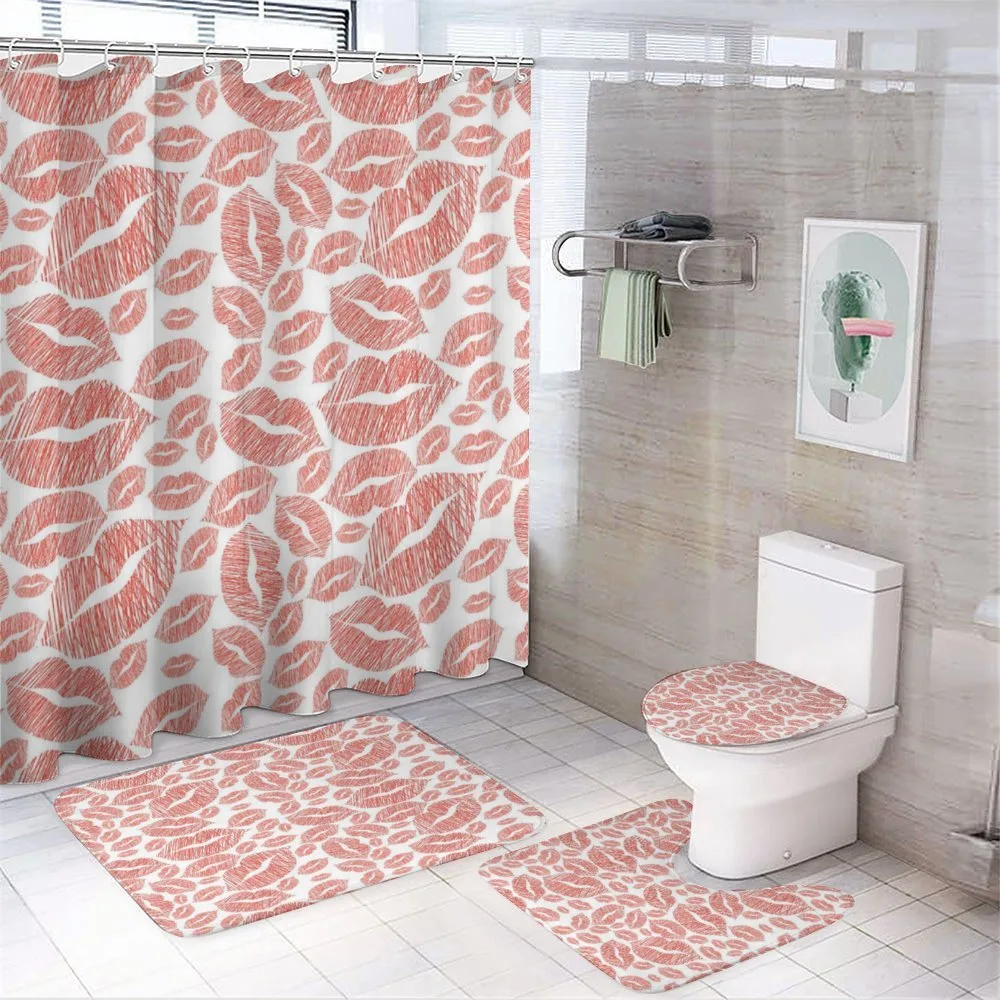 Hot Retro Lady Lips — 4-Piece Bathroom Set preview