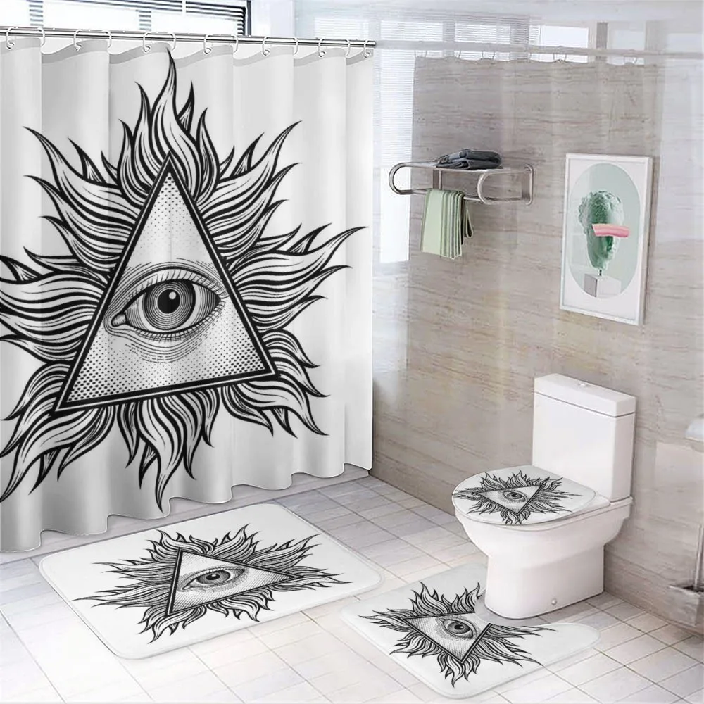 Triangles Tattoo Style Pattern — 4-Piece Bathroom Set preview