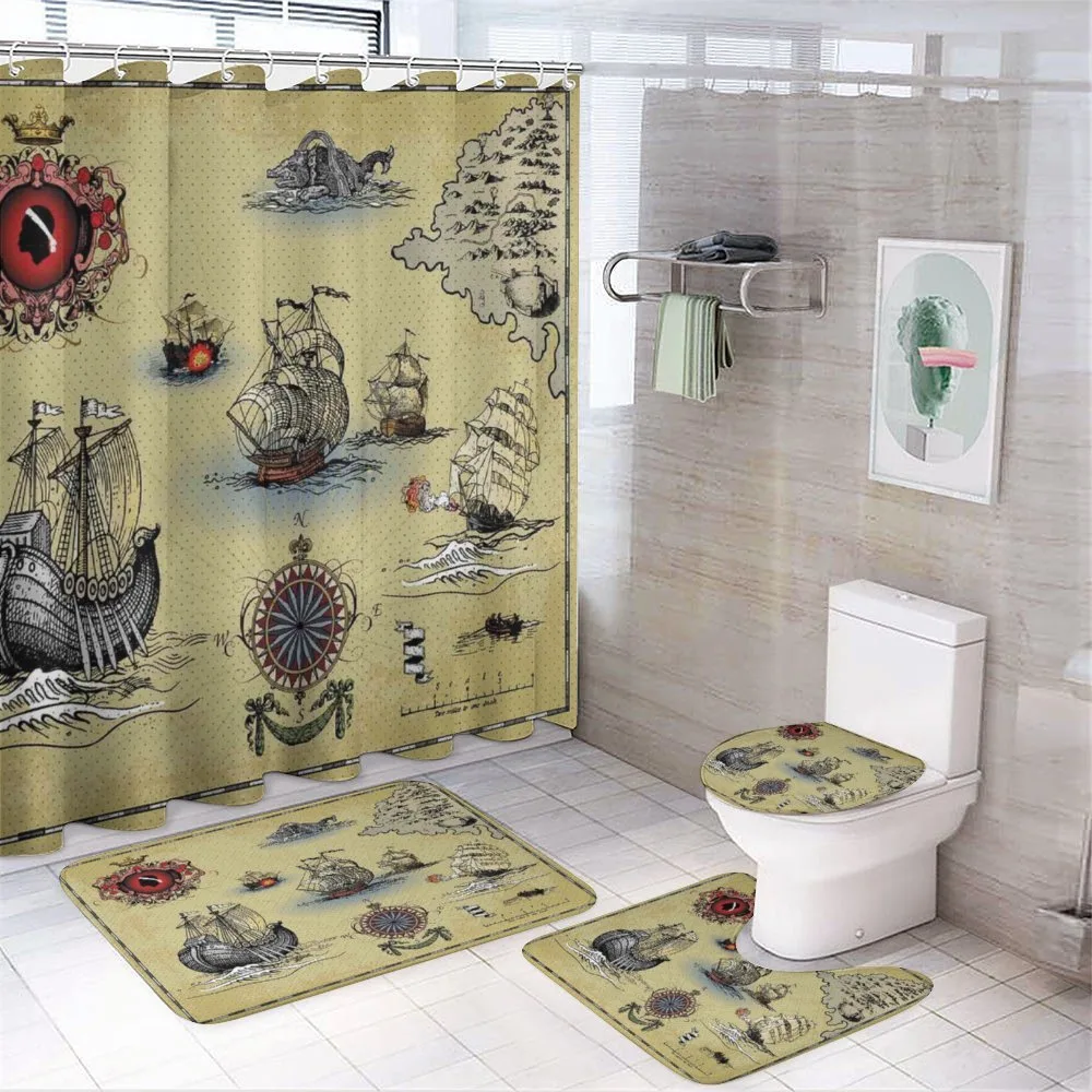 Antique Map Pirate — 4-Piece Bathroom Set preview