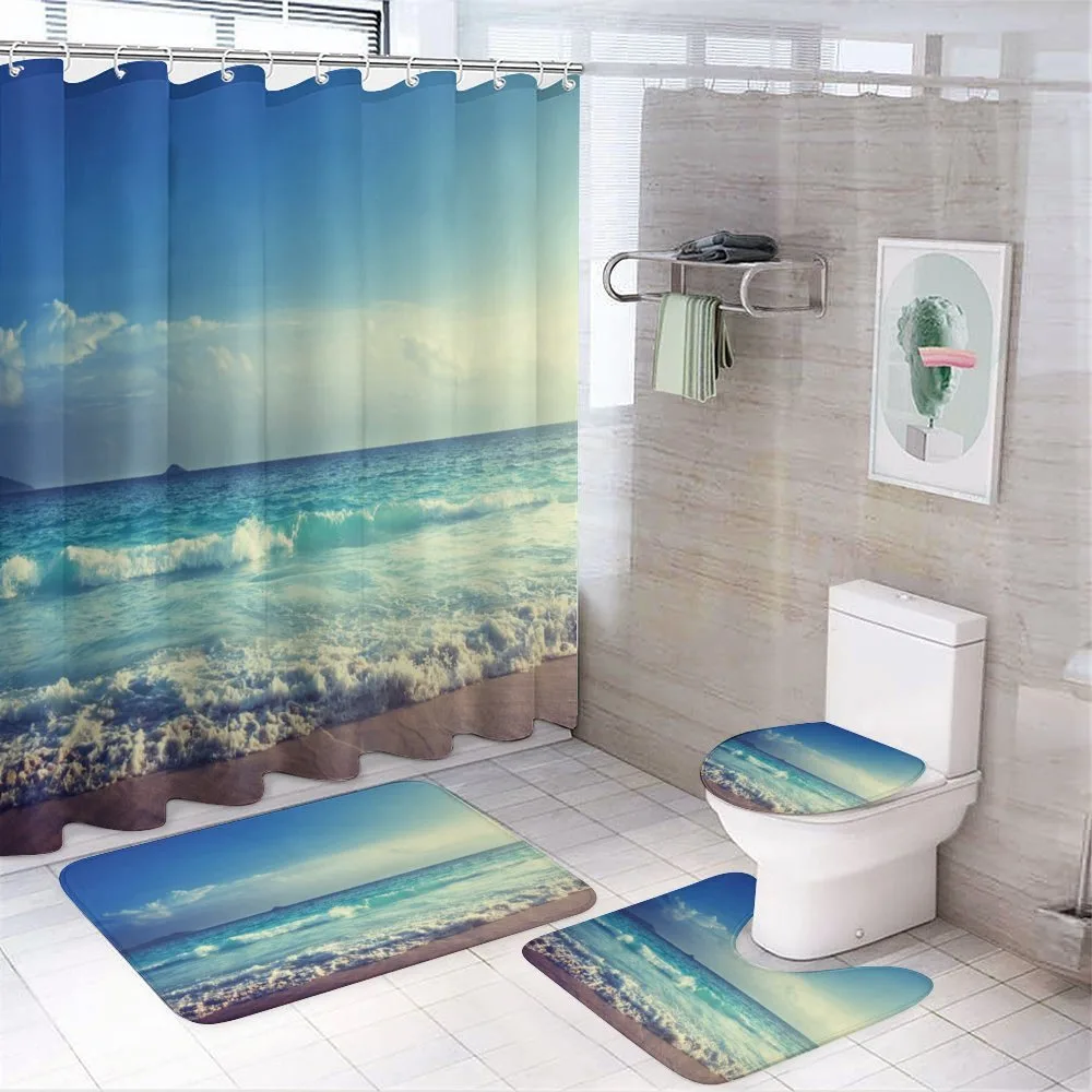 Beach Sunset Waves — 4-Piece Bathroom Set preview