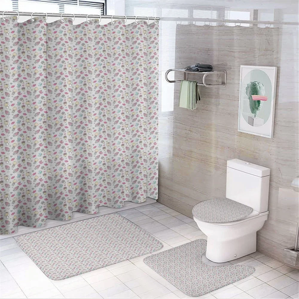 Cartoon Bride and Groom — 4-Piece Bathroom Set preview