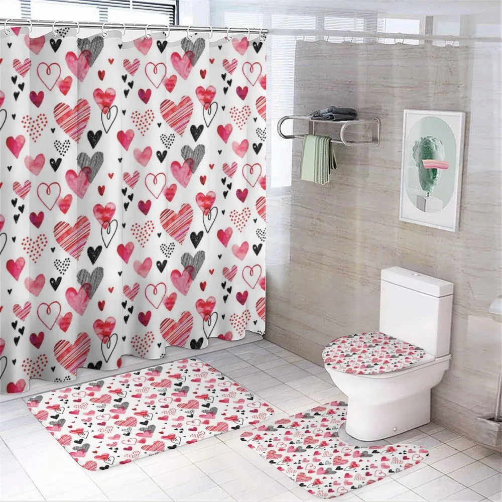 Doodle Heart Designs — 4-Piece Bathroom Set preview