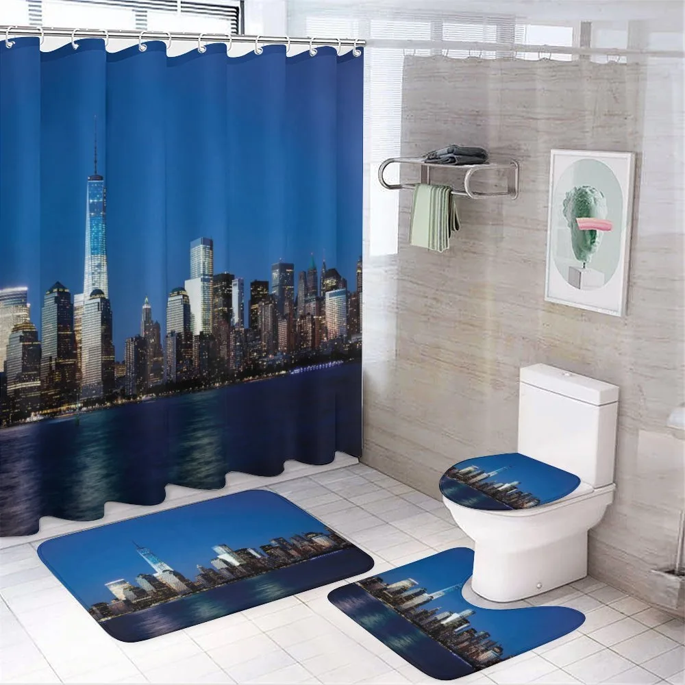 Freedom Tower Manhattan Skyline 4-Piece Bathroom Set product video
