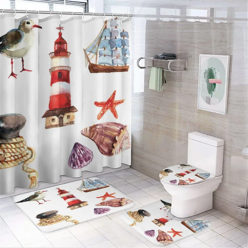 Lighthouse Seagull — 4-Piece Bathroom Set preview