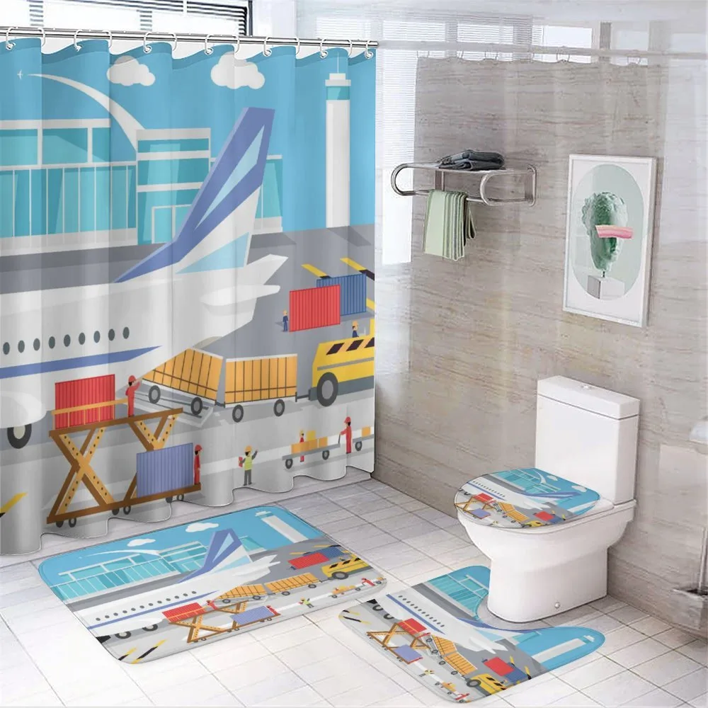 Loading Cargo Plane Cartoon 4-Piece Bathroom Set product video