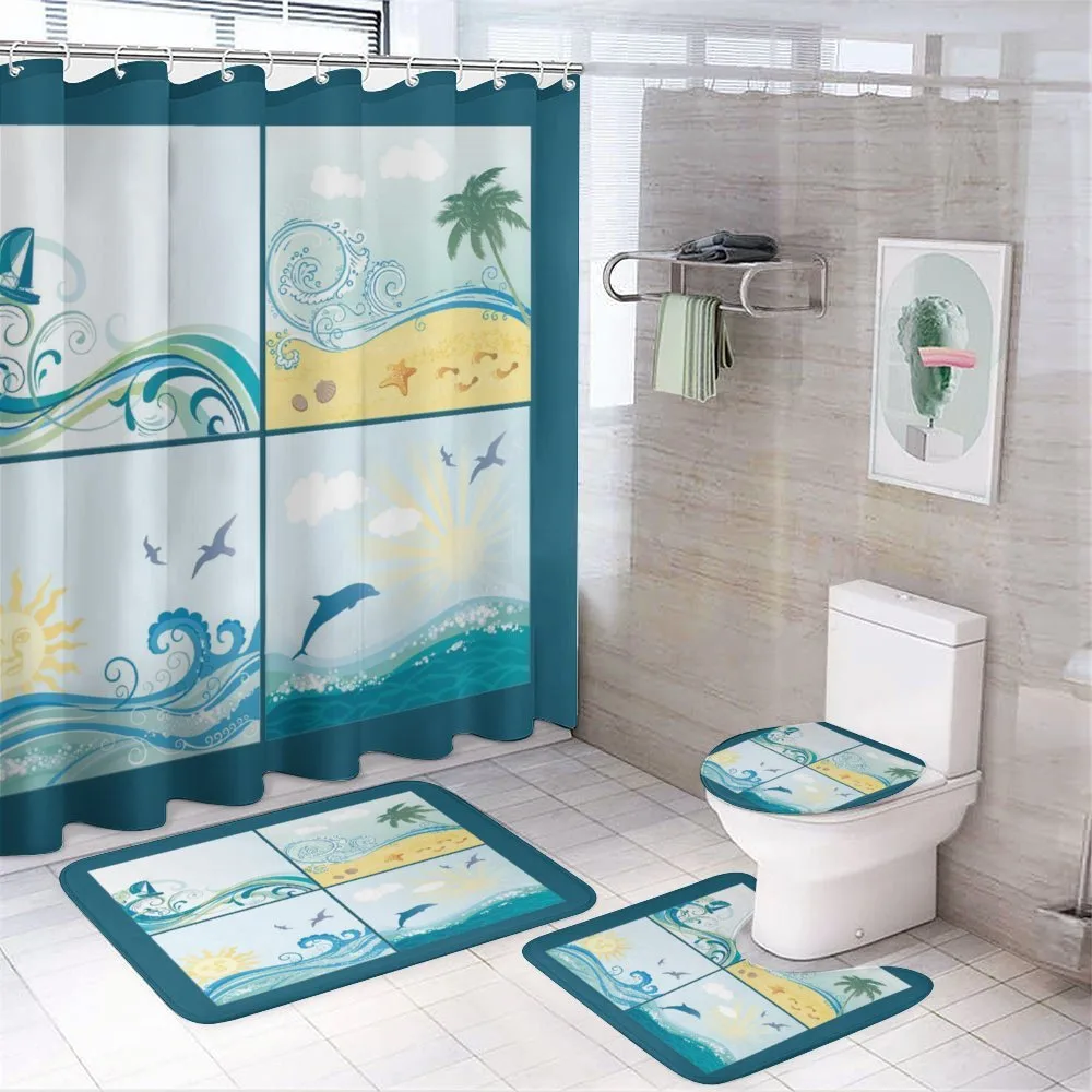Maritime Themed Waves — 4-Piece Bathroom Set preview