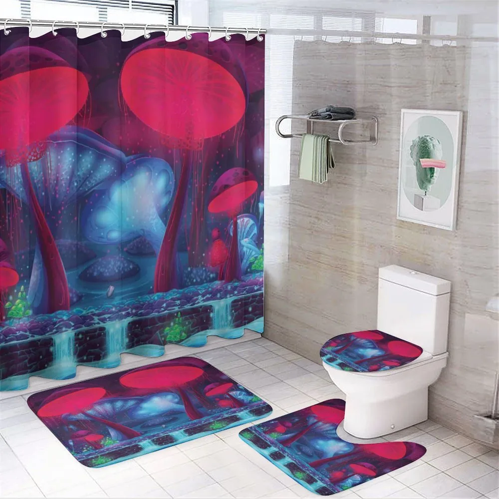 Mushrooms Vibrant Colors — 4-Piece Bathroom Set preview