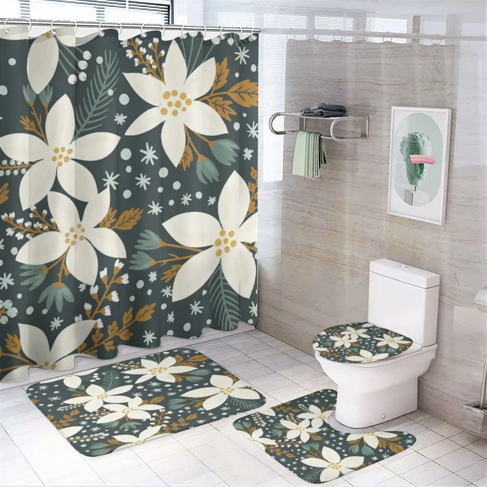 Poinsettia Blossoms Art — 4-Piece Bathroom Set preview