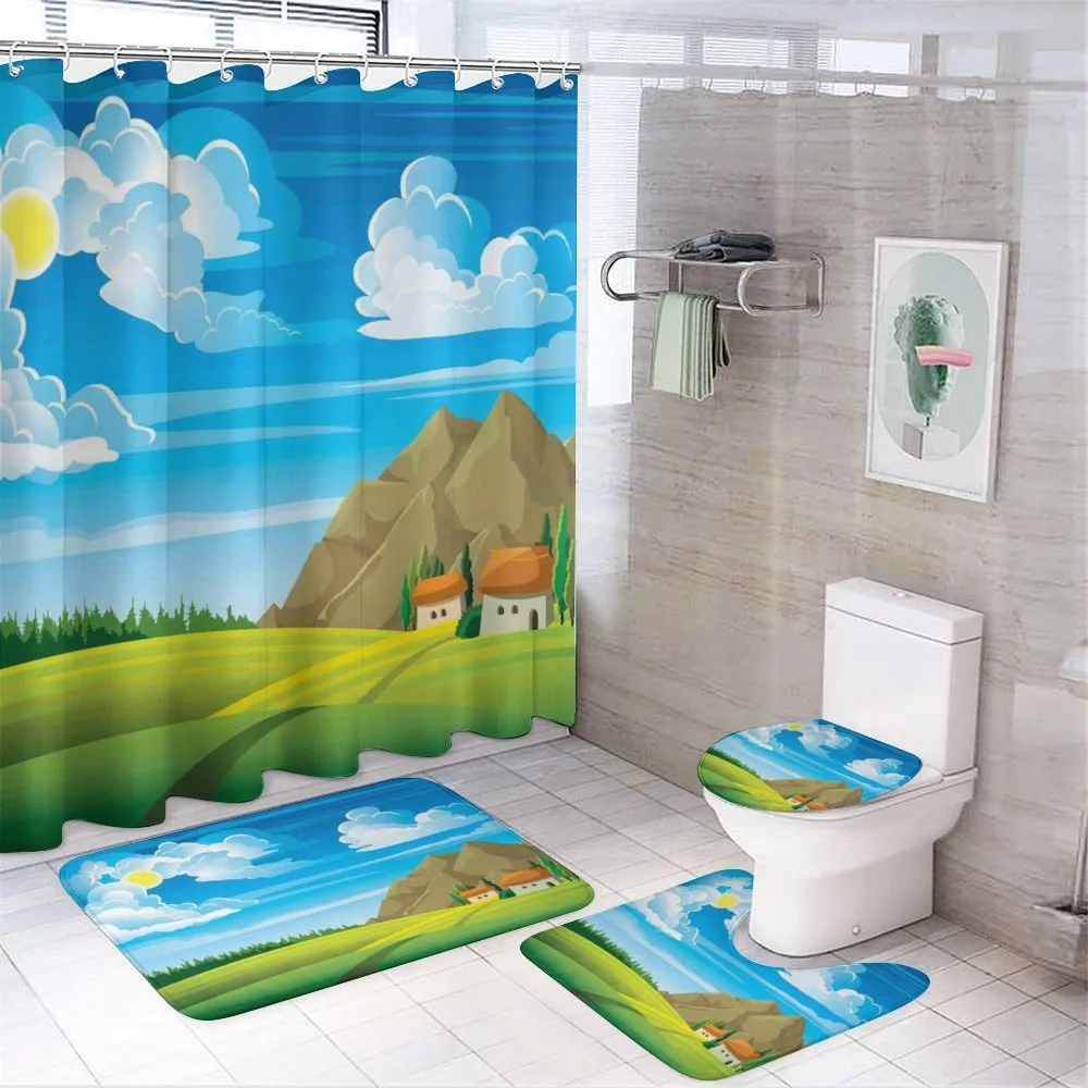 Tree House and Mountains — 4-Piece Bathroom Set preview