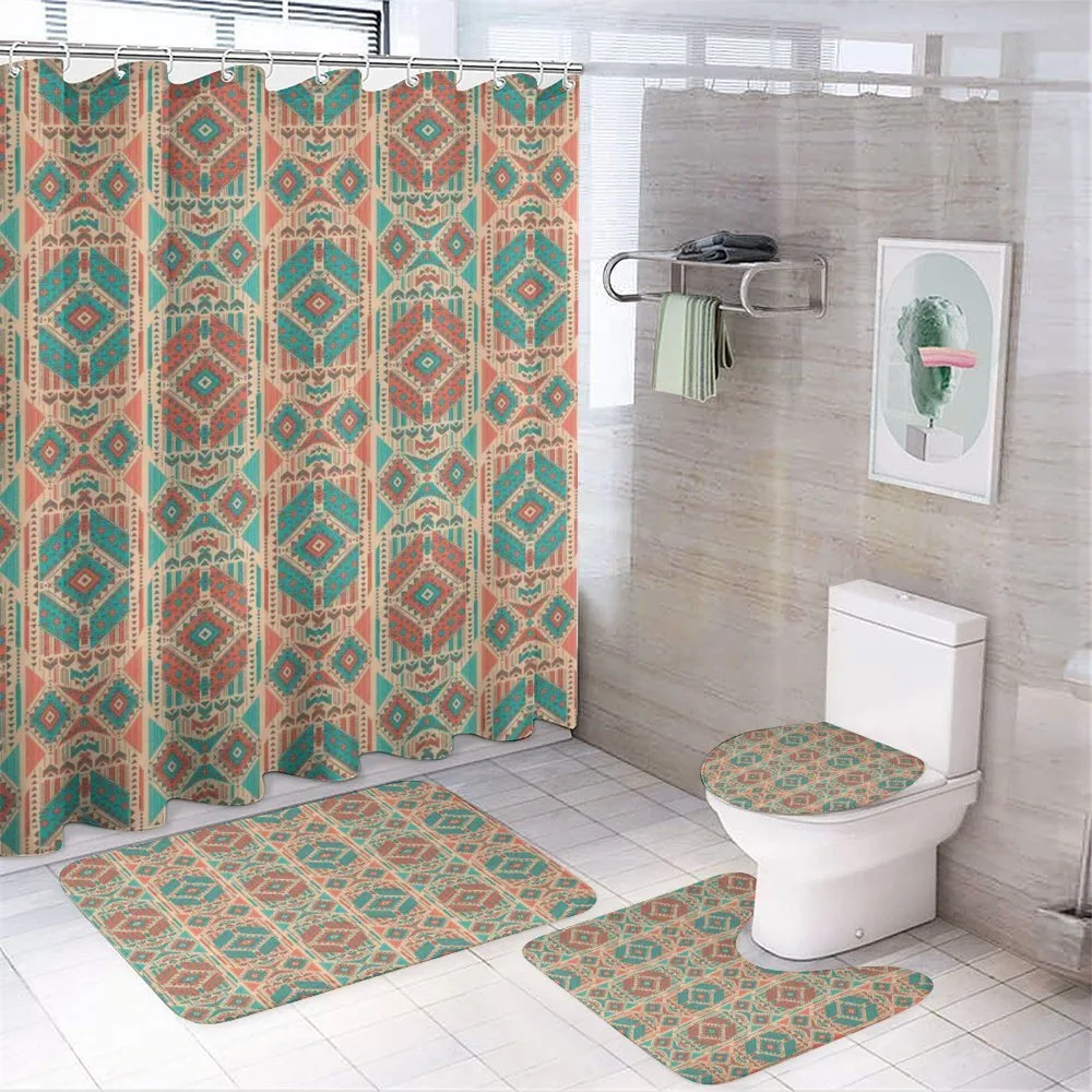 Vintage Geometric Motif 4-Piece Bathroom Set product video