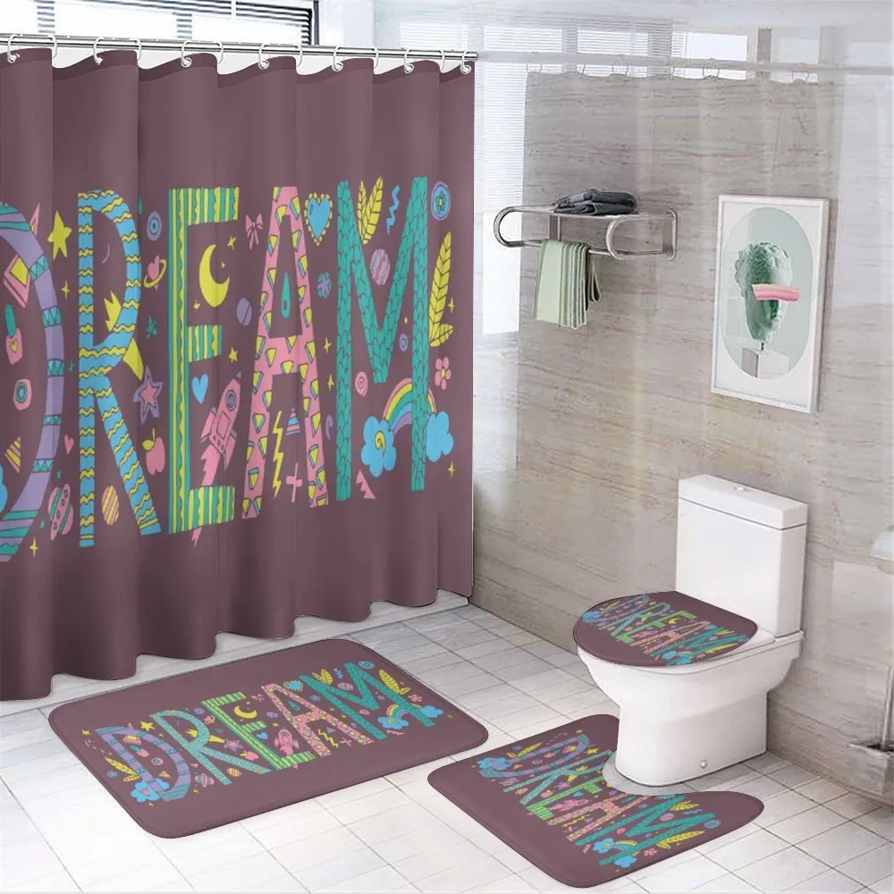 Doodle Art Dream Word — 4-Piece Bathroom Set preview