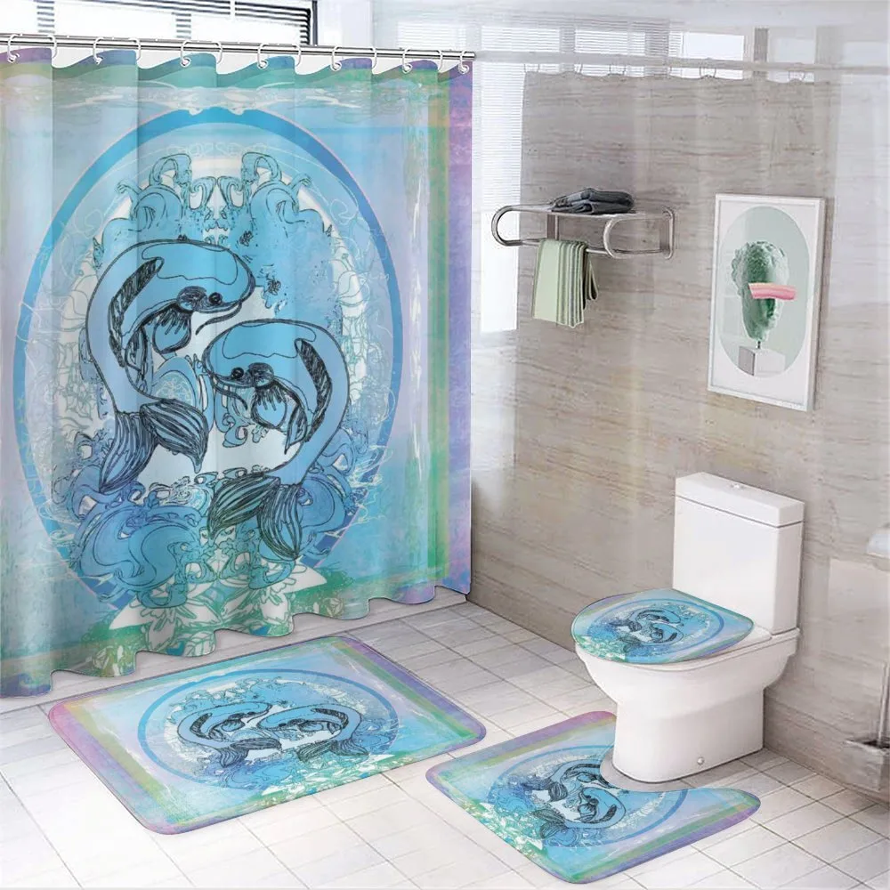 Japanese Koi on Sea Blue — 4-Piece Bathroom Set preview