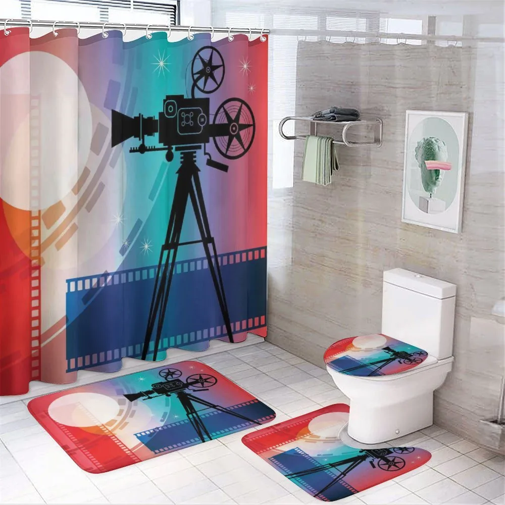 Movie Reel Vintage Motif 4-Piece Bathroom Set product video