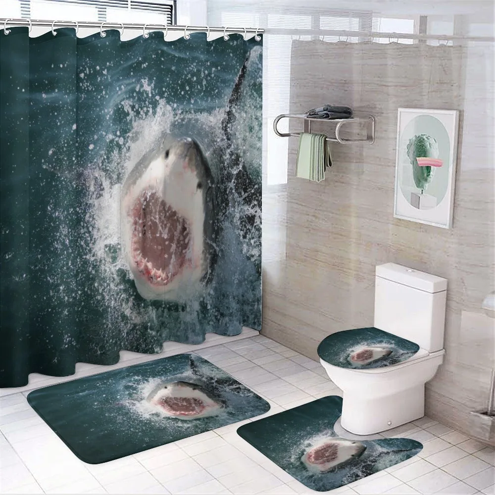 Scary Open Mouth Teeth — 4-Piece Bathroom Set preview