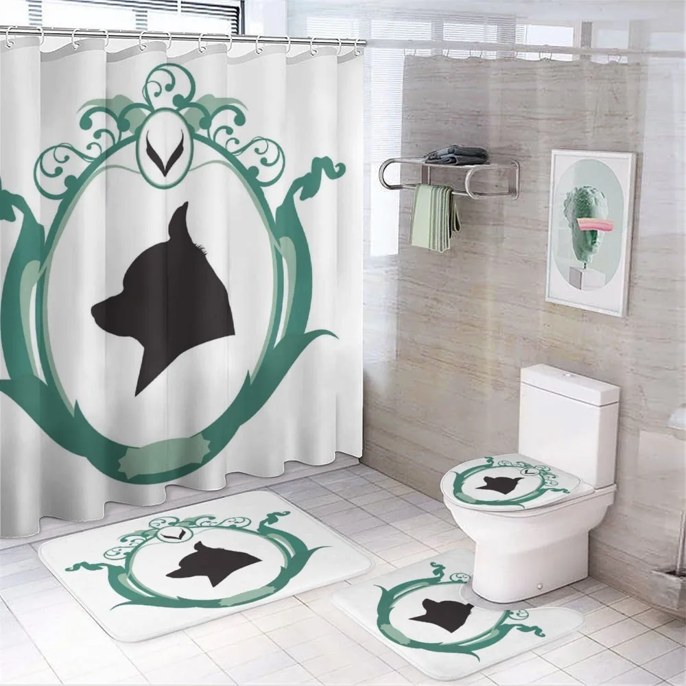 Silhouette Dog Portrait — 4-Piece Bathroom Set preview