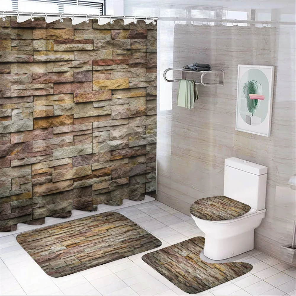Urban Brick Slate Wall — 4-Piece Bathroom Set preview