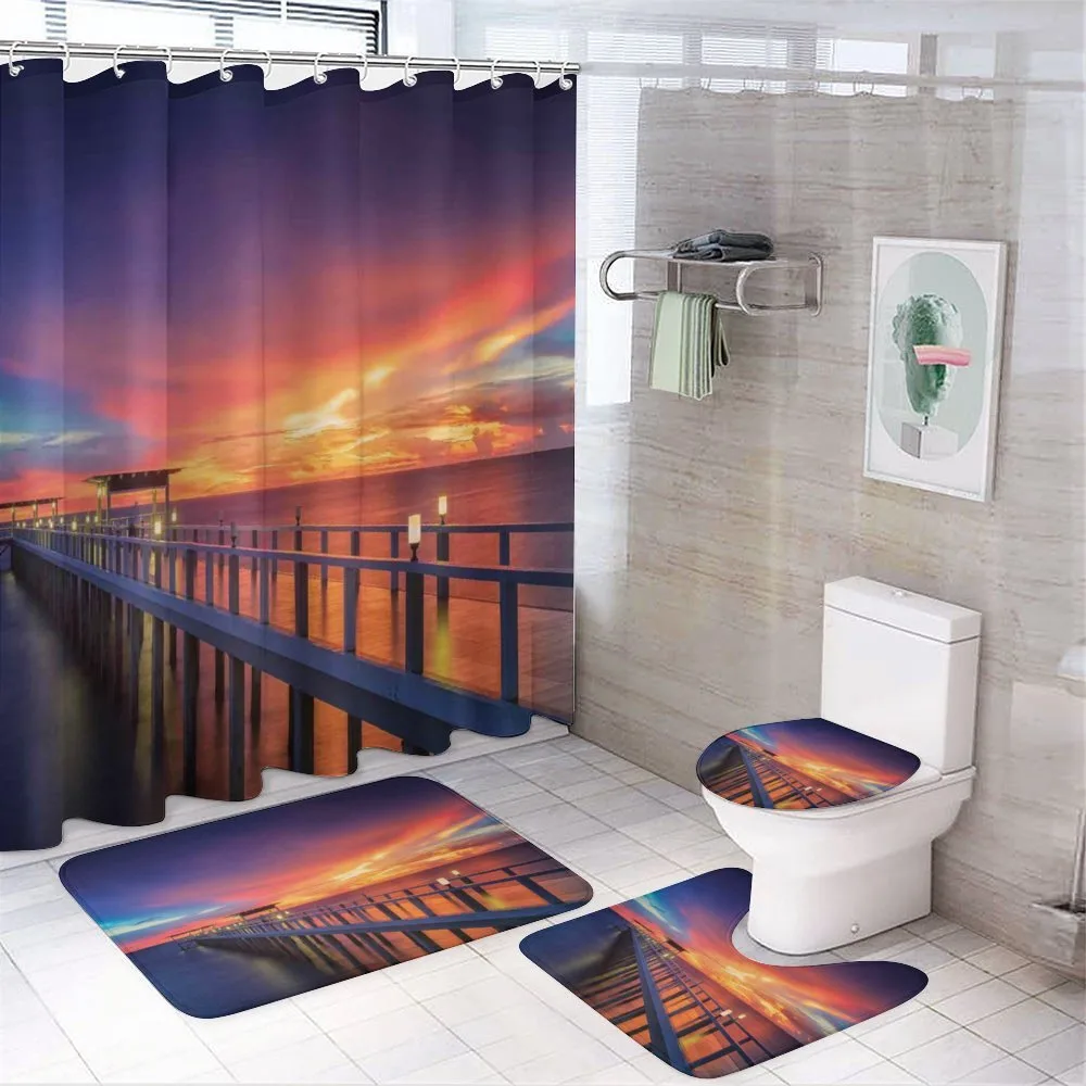 Wooden Bridge on Sea — 4-Piece Bathroom Set preview