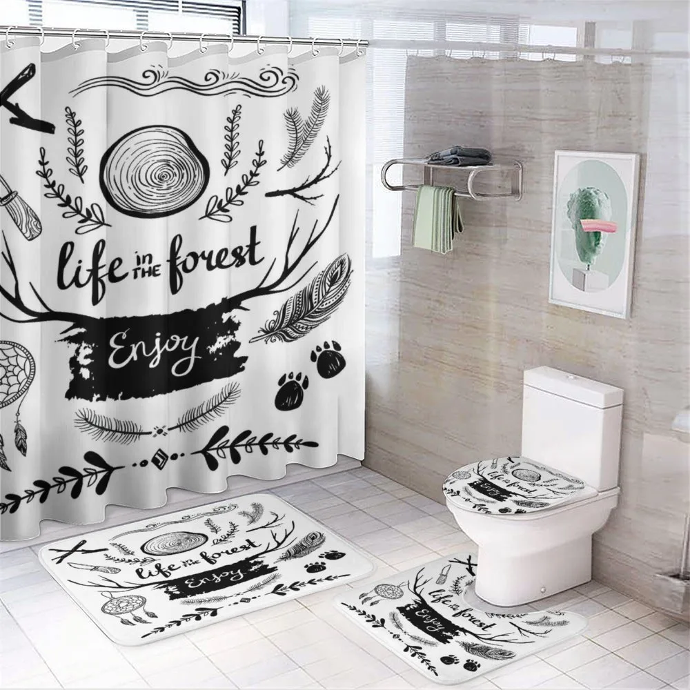 Antlers Tree Feathers — 4-Piece Bathroom Set preview