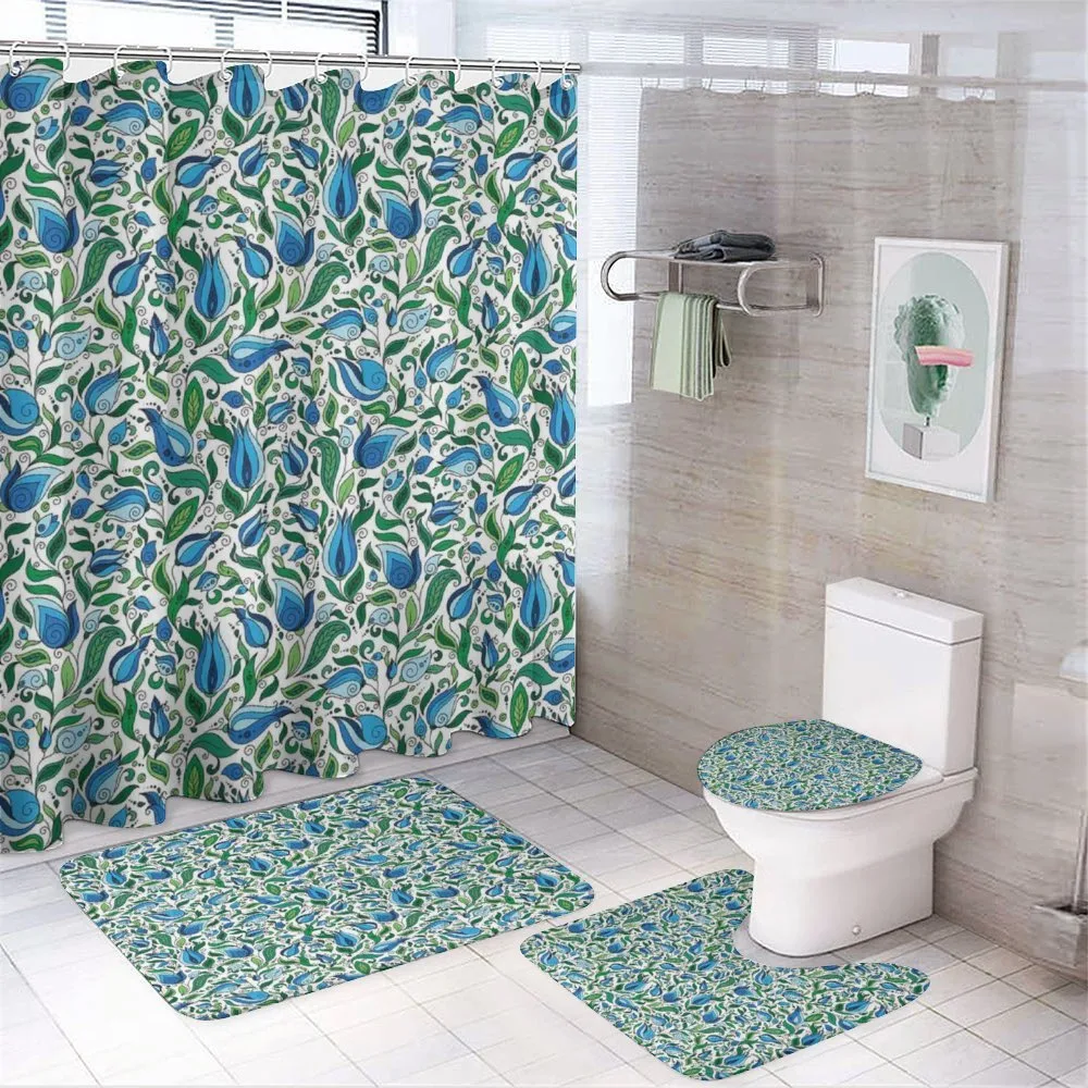 Floral Fantasy and Leaves — 4-Piece Bathroom Set preview