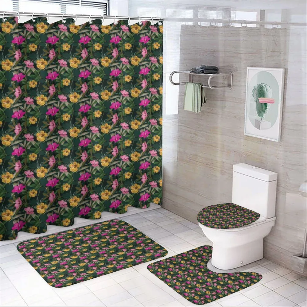 Full Blossom Hibiscus Motif — 4-Piece Bathroom Set preview