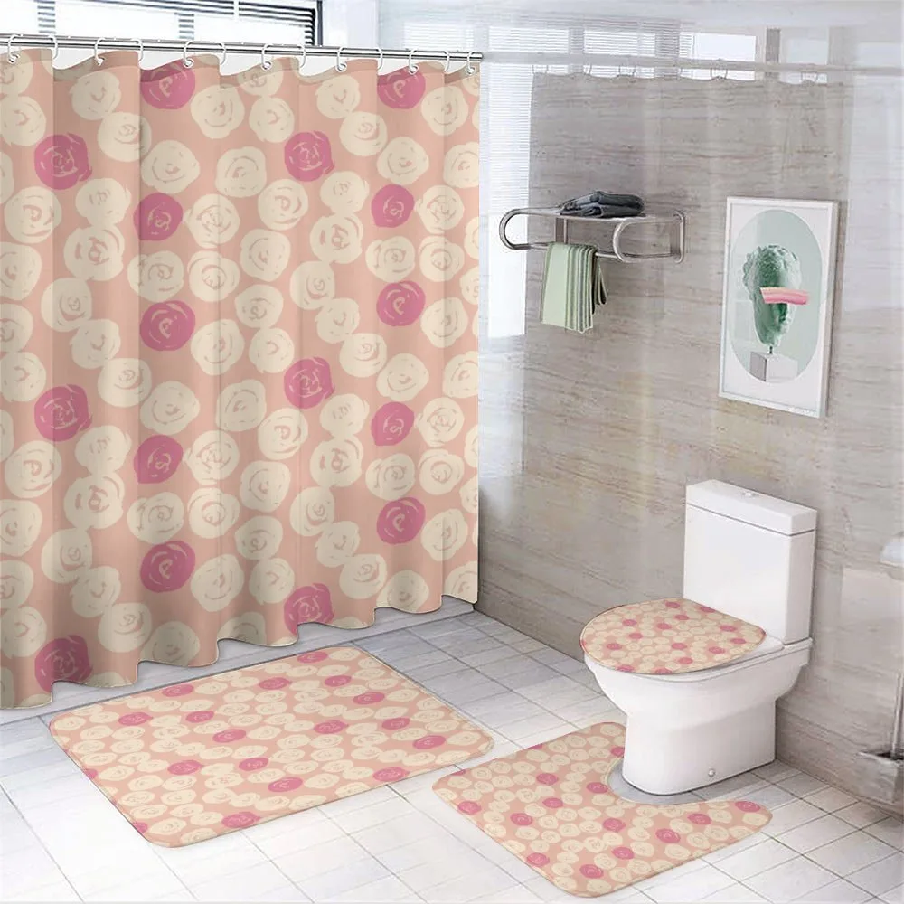 Grunge Rose Petal Rounds — 4-Piece Bathroom Set preview