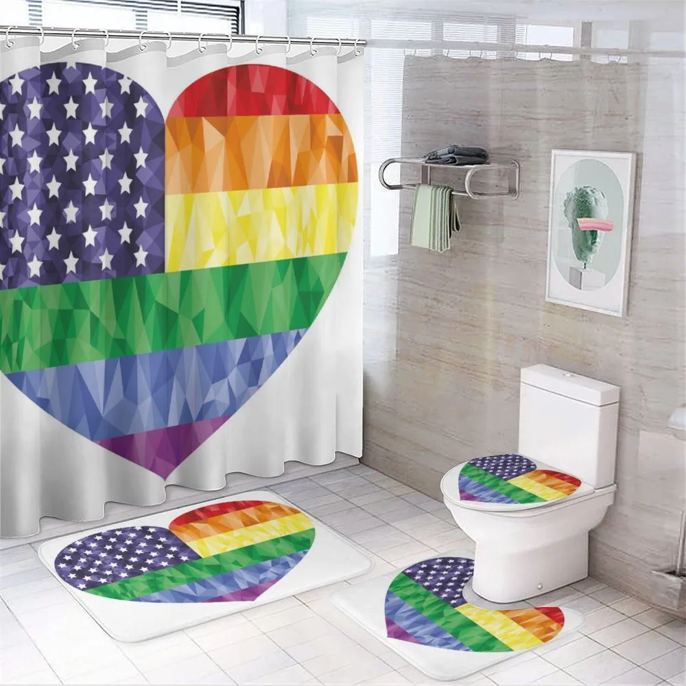 Heart Gay Flag Rainbow Art — 4-Piece Bathroom Set preview