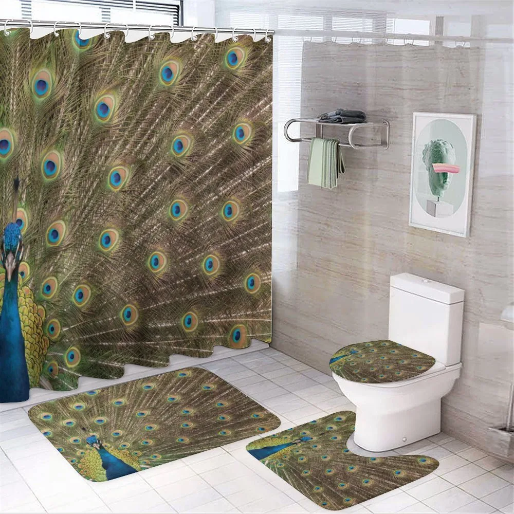 Peacock Making the Wheel — 4-Piece Bathroom Set preview